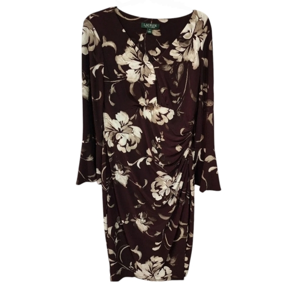 Lauren Ralph Lauren elegant and flattering burgundy floral dress Size 6 - Picture 1 of 9